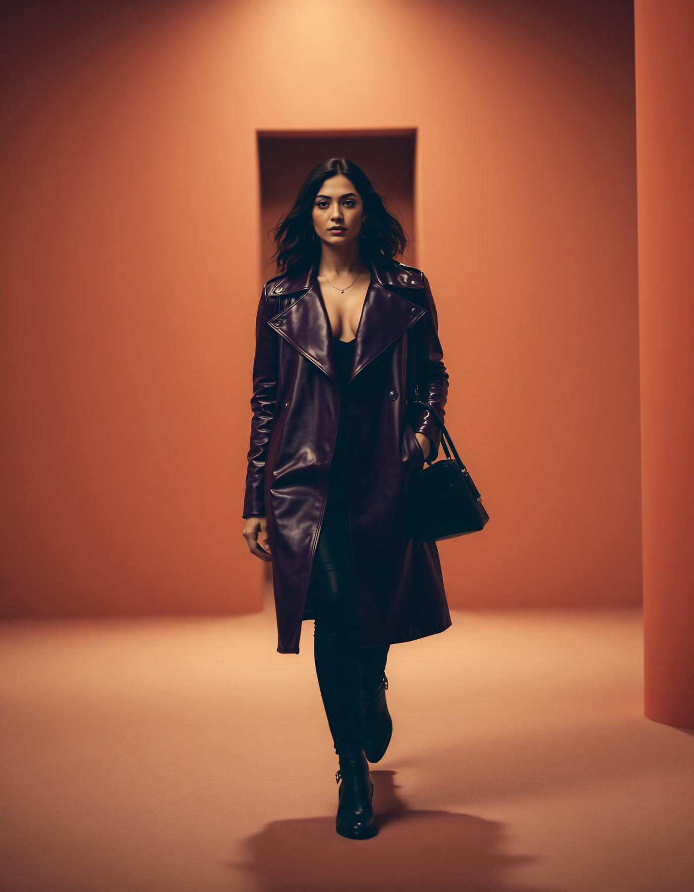 Editorial — burgundy coat